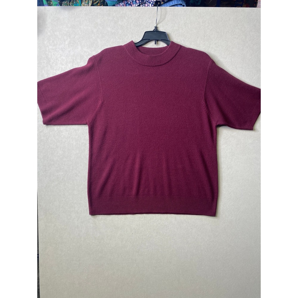 Sag Harbor Women Burgundy Short Sleeve Crew Neck Knit Sweater Size Large F93051